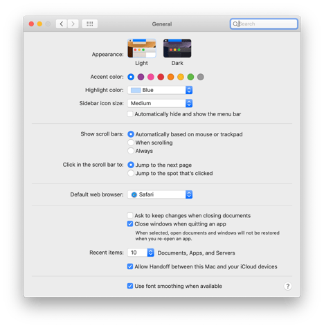 10-14-Mojave-Light-System-Preferences-General
