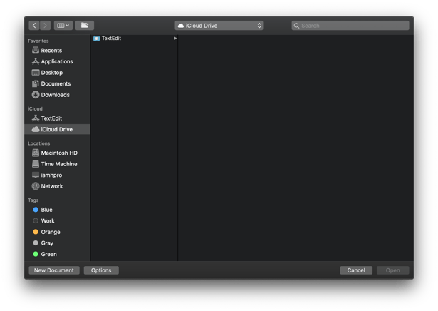 10-15-Catalina-Dark-Finder-Open-iCloud