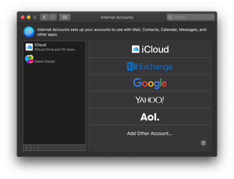 10-15-Catalina-Dark-System-Preferences-Internet-Accounts