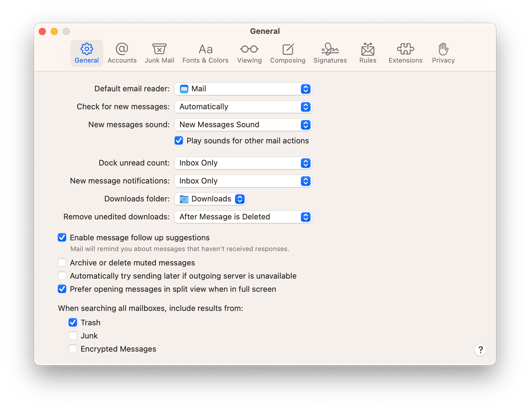 Ventura-Mail-Settings