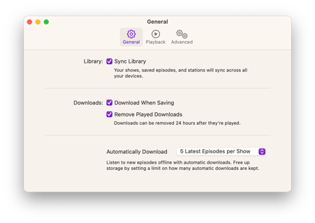 Ventura-Podcasts-Settings
