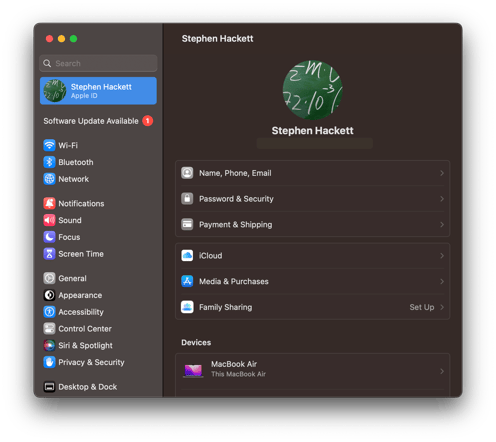 Ventura-Settings-Dark-Apple-ID