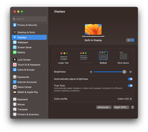 Ventura-Settings-Dark-Displays