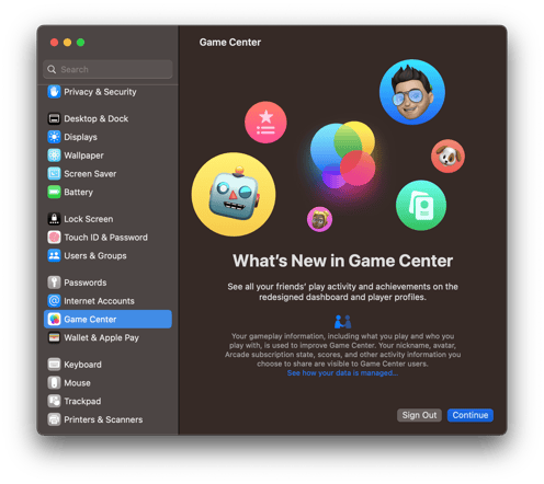 Ventura-Settings-Dark-Game-Center