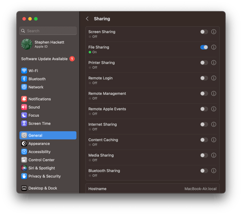 Ventura-Settings-Dark-General-Sharing