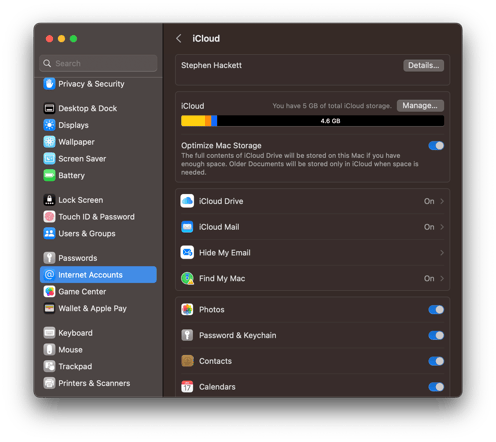 Ventura-Settings-Dark-Internet-Accounts-iCloud