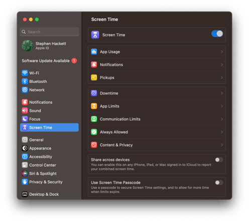 Ventura-Settings-Dark-Screen-Time