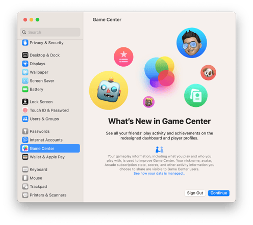 Ventura-Settings-Light-Game-Center