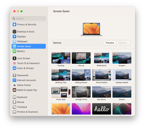 Ventura-Settings-Light-Screen-Saver