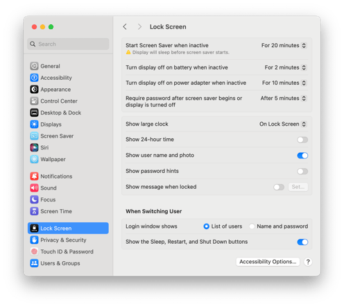 Sequoia-Settings-Lock Screen