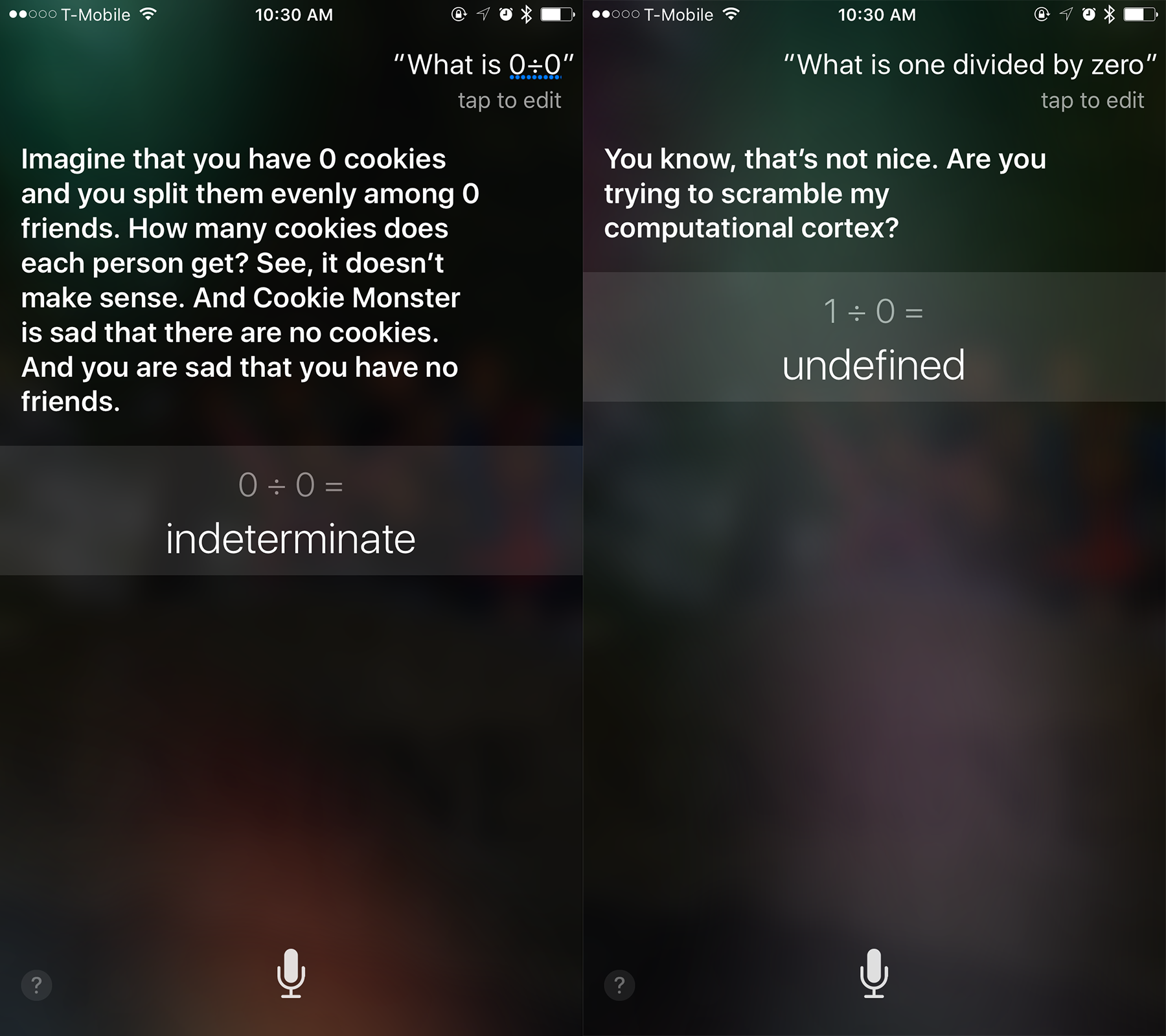 Siri divides by zero