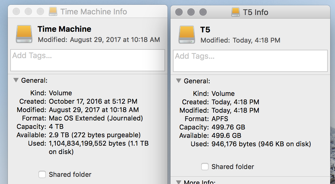 HFS+ vs APFS+ in Finder