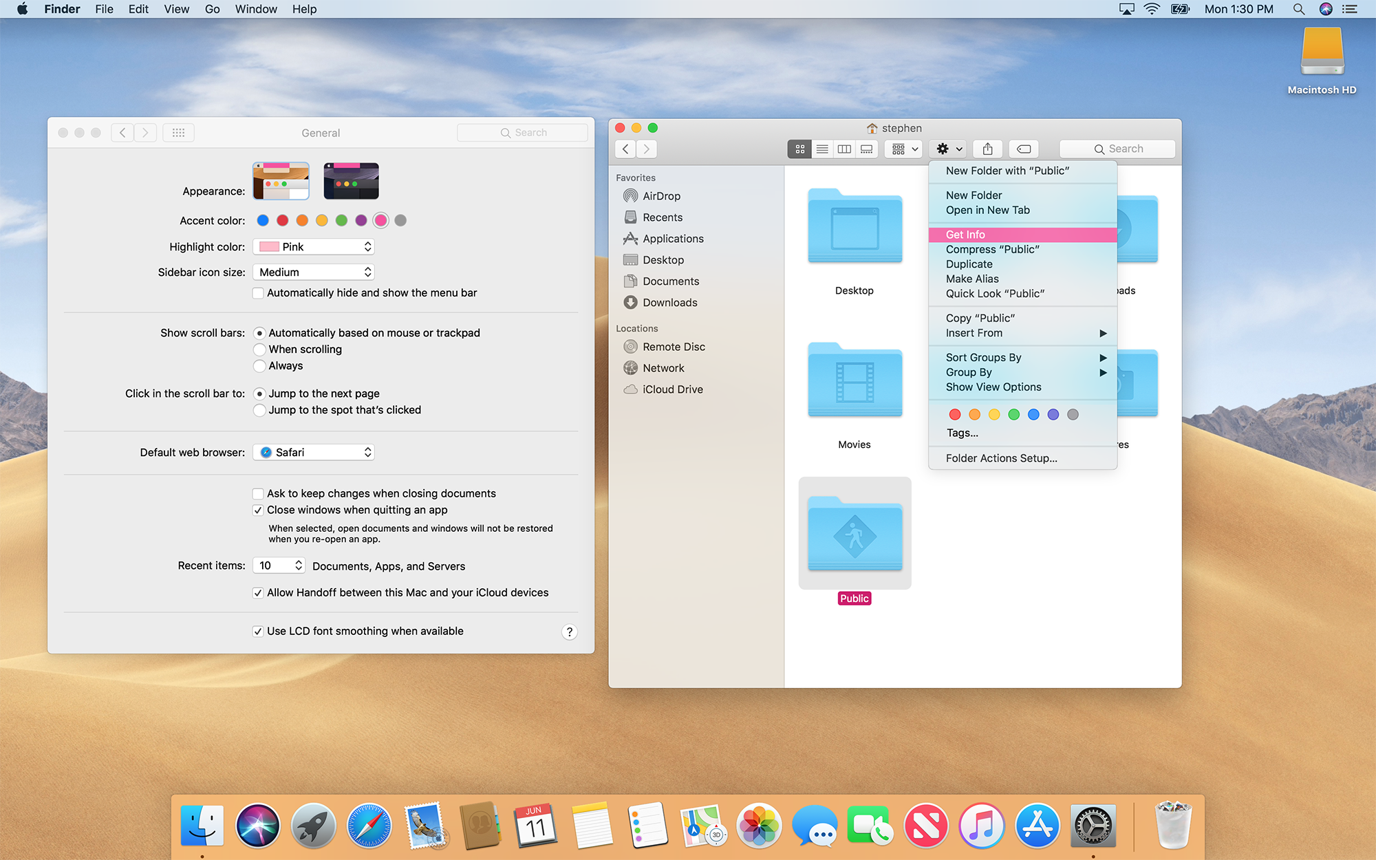 Mojave&rsquo;s Light Mode with Pink Accents