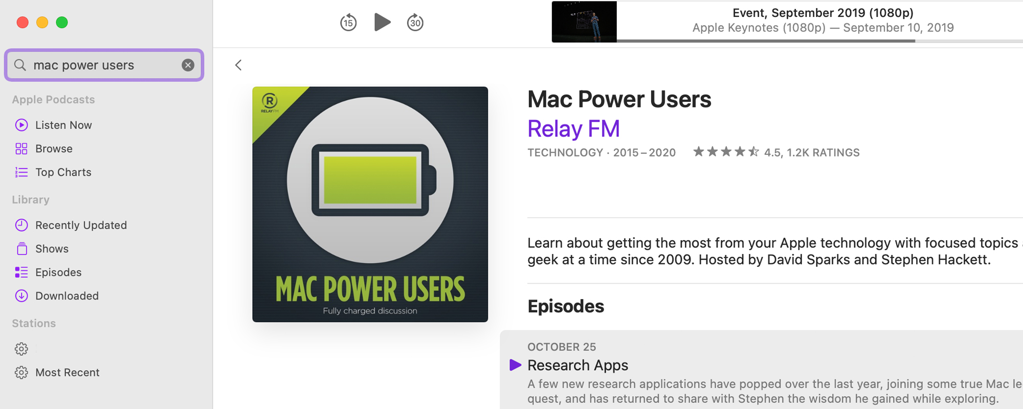 Podcasts in Big Sur