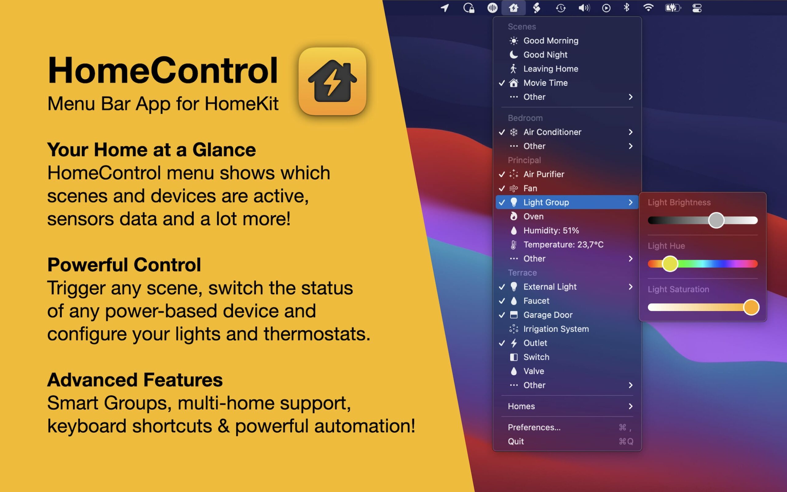HomeControl Screenshot