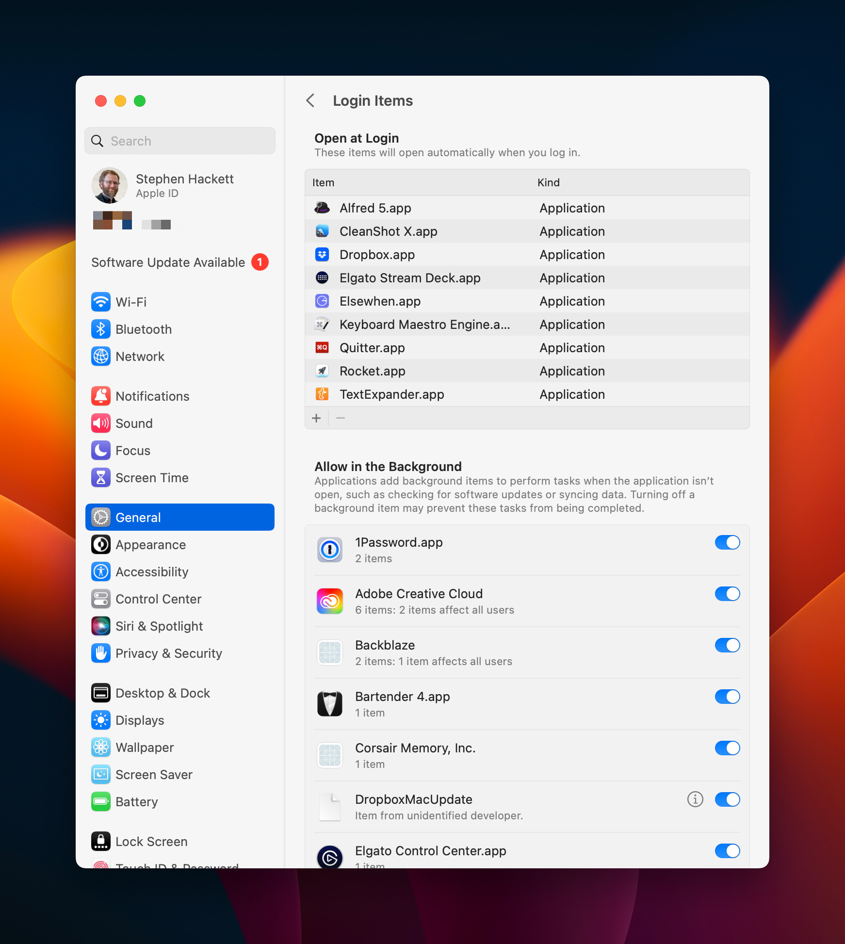 Login Items in macOS Ventura