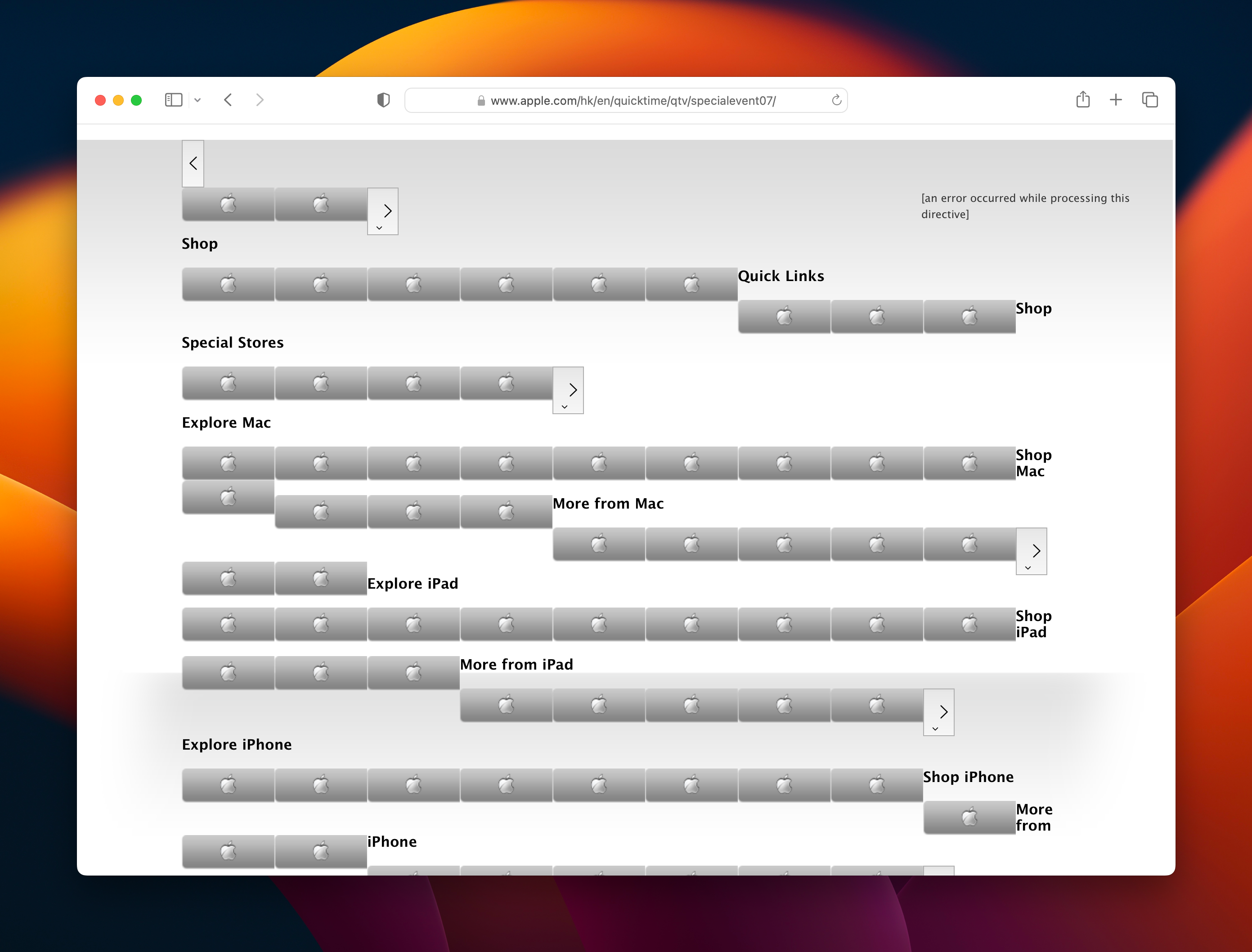 Broken Apple Webpage