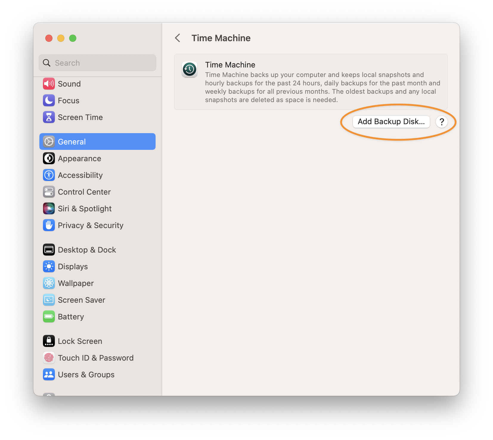 Add Backup Disk&hellip;