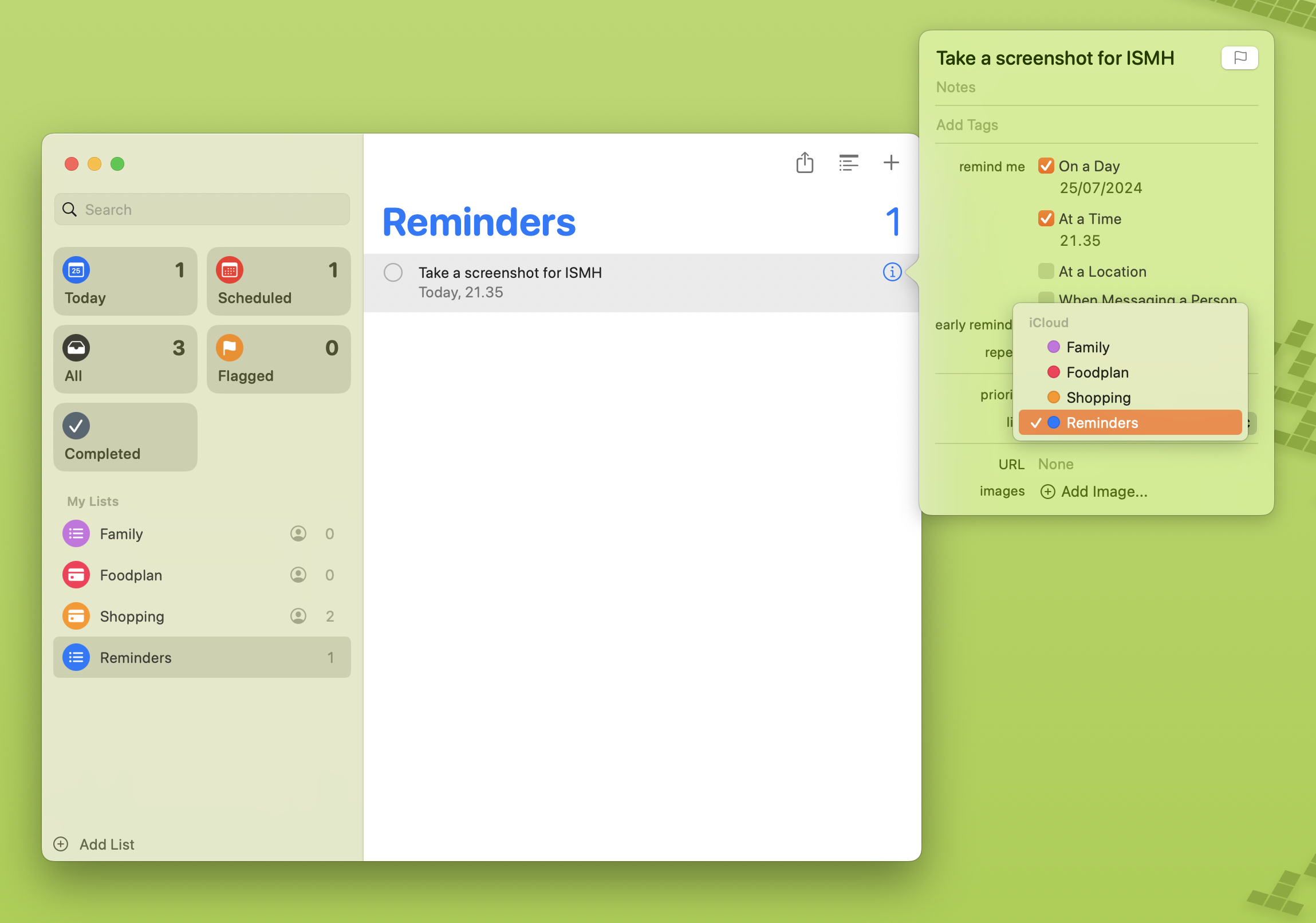 Reminders in Sequoia Beta 4